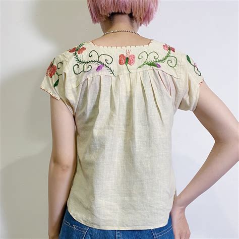 40s flower embroidery tunic top | LEMON