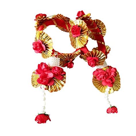 Buy Rajasthani Handmade Red Flower | Gota Patti Bangles | with Pearl ...