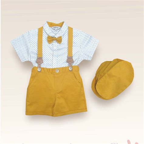 Kids Yellow Dungri Set with Cap and Bow – Mother Choice