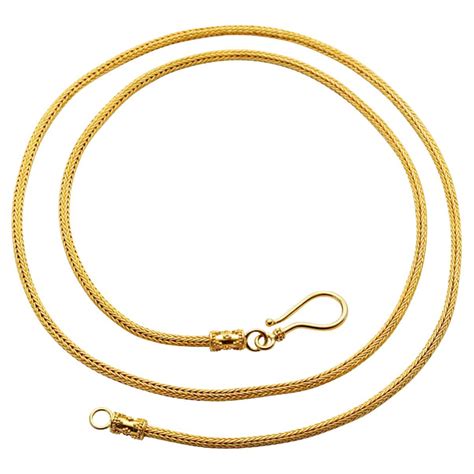 Steven Battelle Handwoven 20 inch 22K Gold Snake Chain For Sale at ...