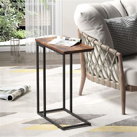 Yusong C-Shaped Side Table, Slim End Table for Living Room, Under Sofa ...