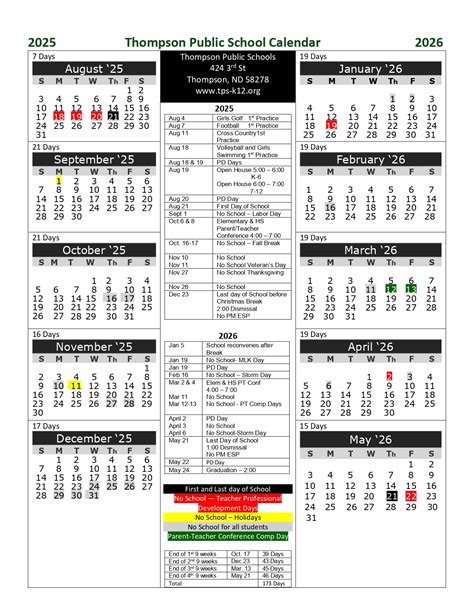 Thompson Public Schools ND Calendar 25-26 Revised [pdf] - EduCounty