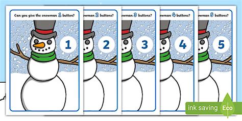 👉 Snowman Buttons Counting Modelling Dough Mats (1 to 5)