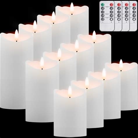 Amazon.com: 12 Pack Flickering Flameless Pillar Candles, Battery ...