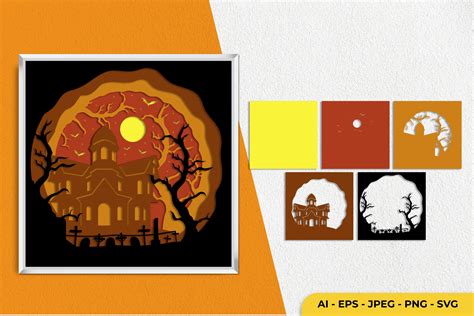 3D Haunted House Layered Papercut Graphic by PIN Crafter · Creative Fabrica