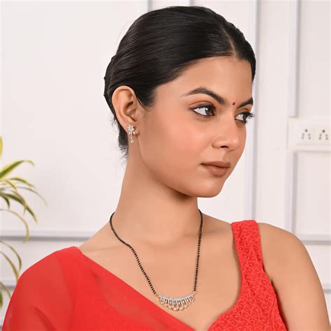 Gold Plated American Diamond CZ White Mangalsutra Set With Earring and ...