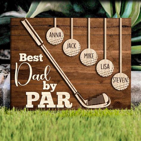 Best Dad By Par Custom Kids Names, Christmas Golf Gift For Dad, Custom ...