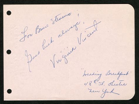 Virginia Vincent d2013 signed auto 4x6 Album Page Actress Return of ...