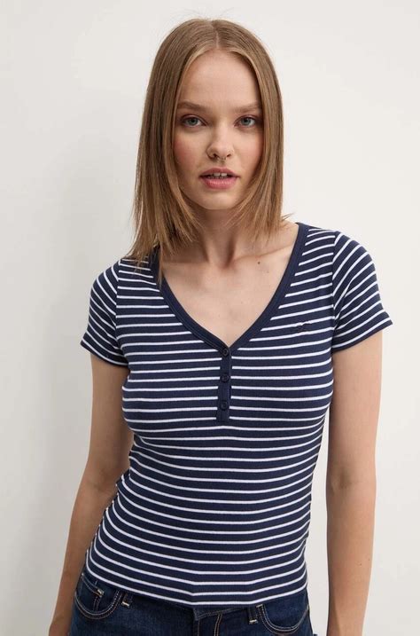 Hollister Co. t-shirt bawełniany damski kolor granatowy | Answear.com