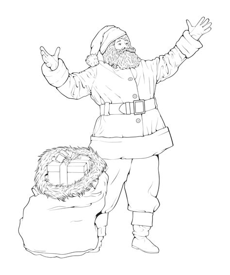 Coloring Pages Realistic Santa Claus Drawing
