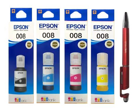 Epson 008 Black Cyan Magenta Yellow Ink Bottle Set with ITGLOBAL 3in1 ...