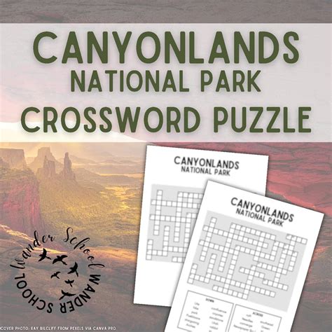 Wander School: Canyonlands National Park Crossword Puzzle (BONUS word ...