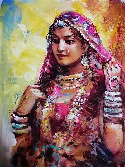 The Rajasthani Lady Painting | Exotic India Art