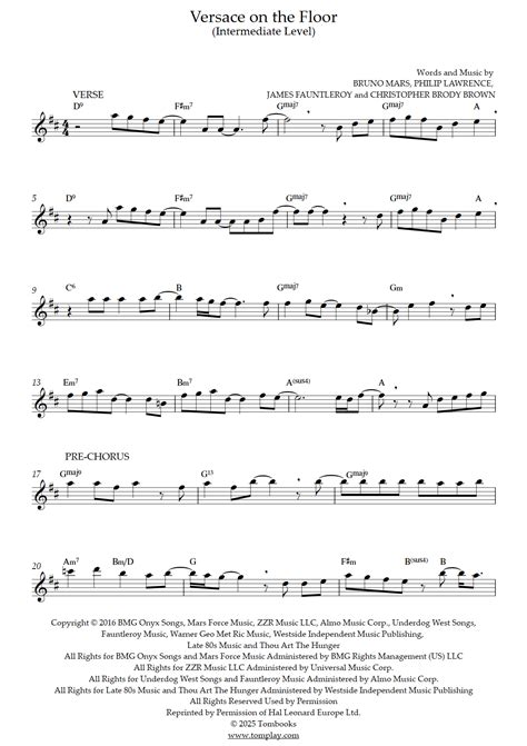 Versace on the Floor (Bruno Mars) - Flüt Notalar