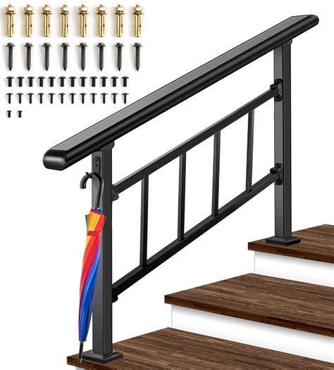 Updated Handrails for Outdoor Steps, 2-3 Steps Wrought Iron Stair ...