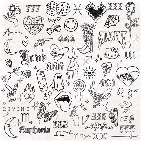sticker tattoo flash | Hand tattoos, Small hand tattoos, Simple tattoo ...