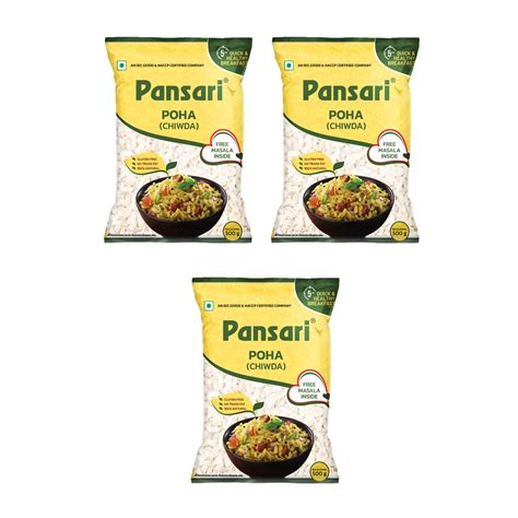 Pansari Thick Poha/Chiwda with Free Masala 500G (500g (Pack of 3 ...