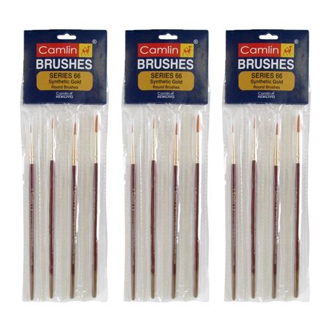 Camlin Paint Brush Series 66-Synthetic Gold Round Brushes, Set of 4 ...