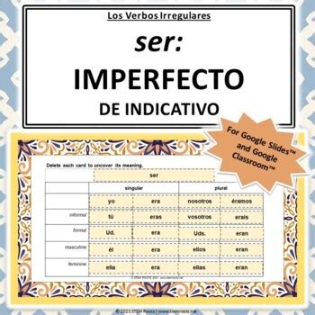 Ser (Imperfect Tense) | Spanish Irregular Verb Conjugation Practice ...