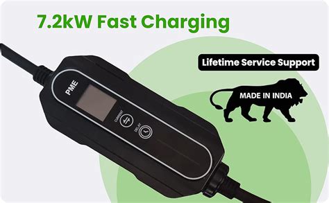 PME Portable EV Charger 7.2kW for Cars, 6m Cable, Large LCD, Adjustable ...
