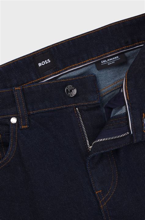 BOSS - Delaware slim-fit jeans in dark-blue stretch denim - Dark Blue