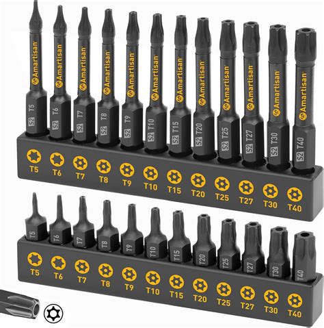Amartisan Torx Bit Set, 24-Piece Security and Tamper Resistant Star Bits Set S2 Steel, 1" and 2. ...