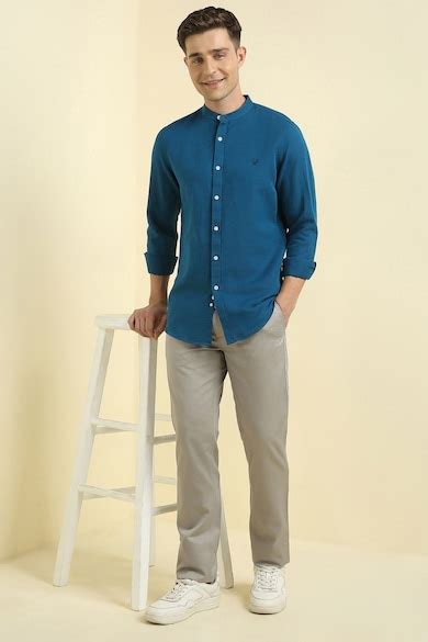 Buy Men Blue Slim Fit Solid Full Sleeves Casual Shirt Online - 39917957 ...