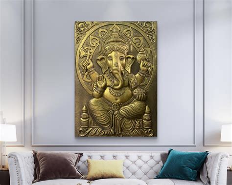 4x3 Feet | Premium Lord Ganesha Relief Mural | Handcrafted 3D Wall Art ...
