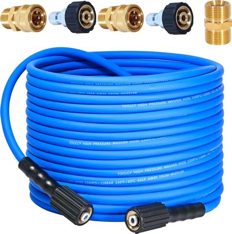 TOOLCY Super Flexible Pressure Washer Hose 50ft, 3300 PSI Kink Resistant Power Washer Hose 1/4 ...