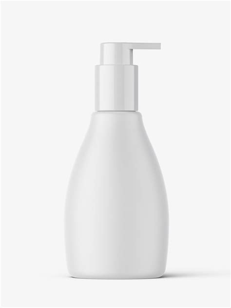 Matt curved bottle with pump mockup - Mockups Design