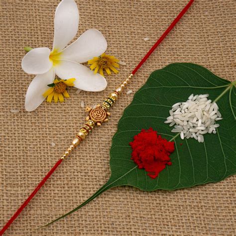 Fancy Kachua Dora Rakhi Set of 2 with Roli Chawal and Raksha Bandhan G ...