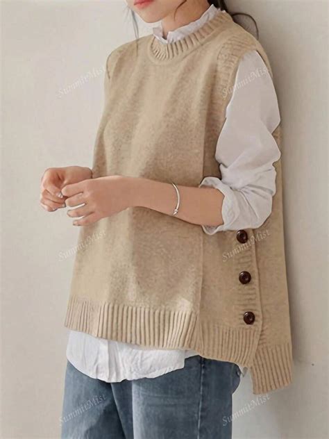 Plus Size Comfortable Cuff Sweater Vest - Soft, Sleeveless, Solid Color ...