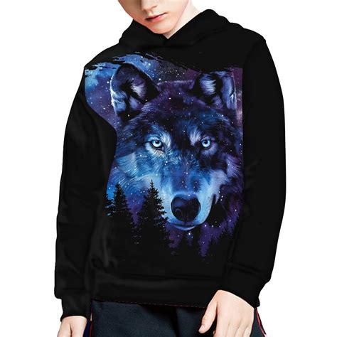DISNIMO Galaxy Wolf Hoodie for Kids 6-7 Boys Hoodies Pullover Graphic ...