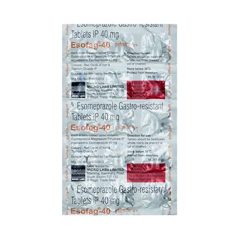 Esofag 40 MG Tablet (15): Uses, Side Effects, Price & Dosage | PharmEasy