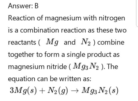 Magnesium ribbon is burnt in an atmosphere of nitrogen gas to form ...