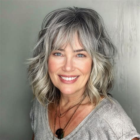 magnific aA5HJZ3erFuvTBtOBbkh Shaggy Bob with Layered Bangs | Grey hair ...