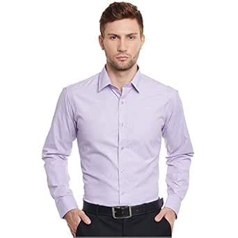 English Navy Purple Solid Slim Fit Cotton Rich Formal Shirt-12003purple ...