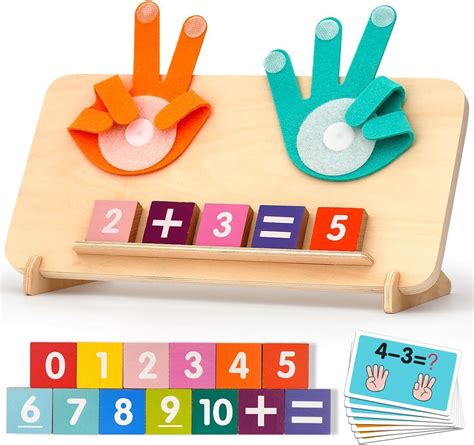 Wooden Math Counting Toy for Toddlers - Number Finger Counting Addition ...