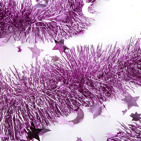 Buy Redrubbit 26.2 Feet Christmas Tinsel Garland with Star and Moon ...