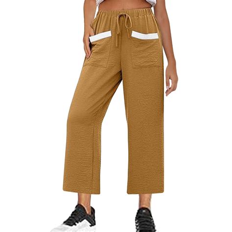 cfhntfmh Lounge Pants for Women Casual Loose Wide Leg Color Block ...