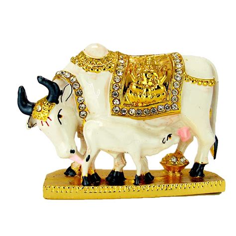 BEI Cow & Calf/Kamdhenu Car Dashboard Idol Spiritual Vastu Pooja ...