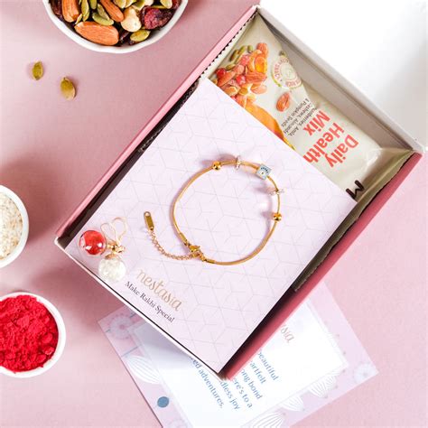 Evil Eye Gold Bracelet Rakhi Hamper Set Of 3 With Gift Box Online ...