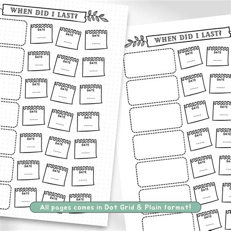 Printable When Did I Last Tracker, Task Reminder, Recurring Task Tracker, Monthly Yearly Chores ...