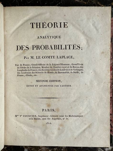 Théorie analytique des probabilités; : Laplace, Pierre Simon, marquis de, 1749-1827 : Free Downloa