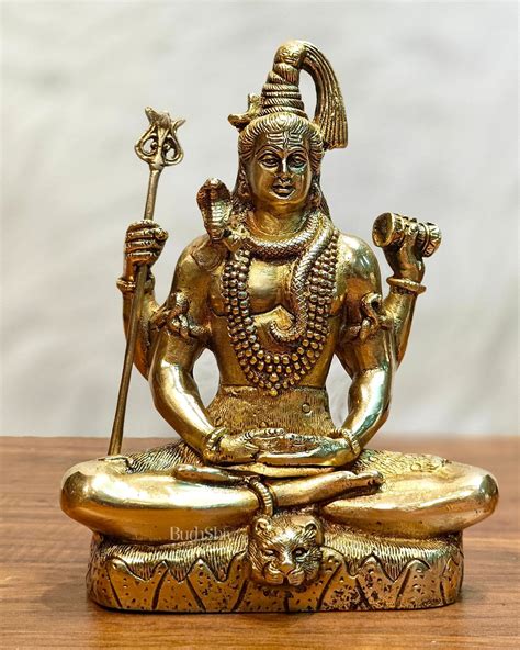 Buy Lord Shiva brass idol in Meditation posture 8 " - Budhshiv.com