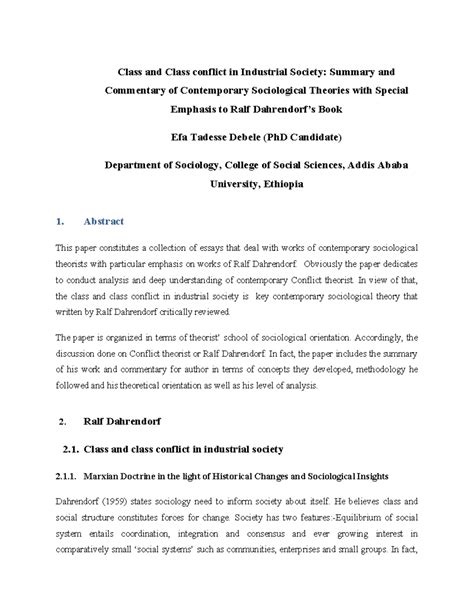 Ralf Dahrendorf: Class Conflict in Industrial Society Insights ...