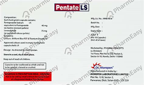 Pentate Ls Strip Of 10 Capsules: Uses, Side Effects, Price & Dosage ...