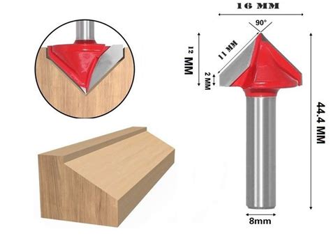 LIEUTENANT Shank-Ø8MM Centre Carving ( V-Groove)(16X12) Wood Router ...