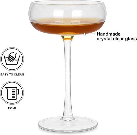 Fissman Cocktail Glass Set of 2 150mL, Wine Glass, Coupe Glasses ...