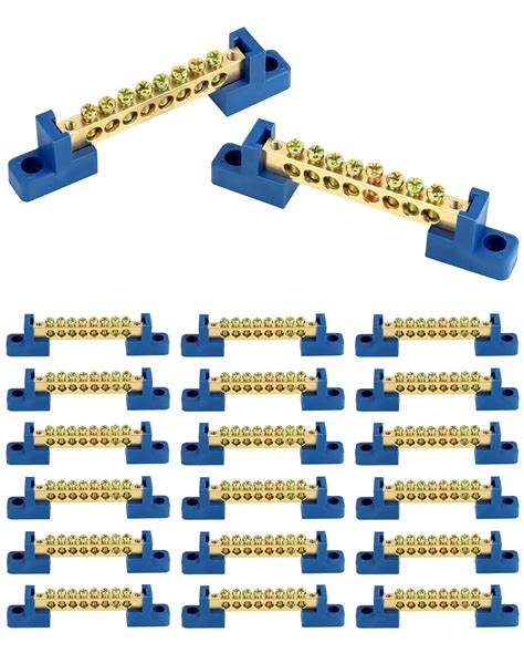 QWORK Terminal Bus Bar Terminal Block, 20 Pack 8 Positions Brass Wire ...